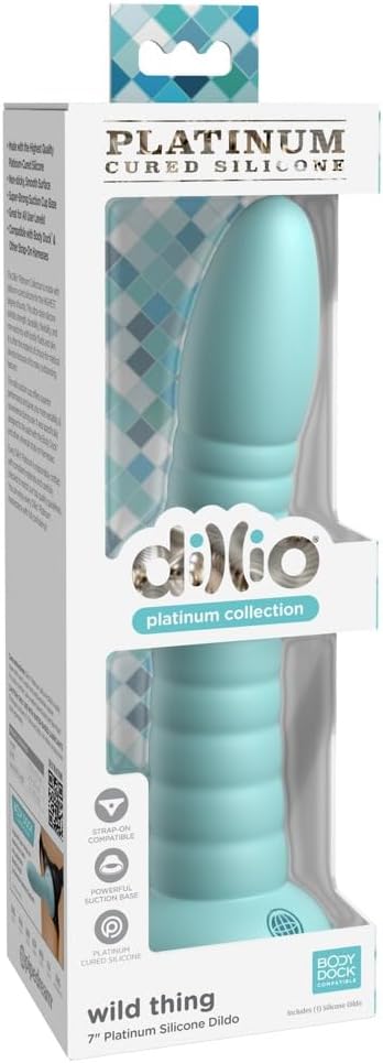 Pipedream Prorducts - Dillio Platinum Collection - Wild Thing 7" Platinum Cured Silicone Dildo - Teal