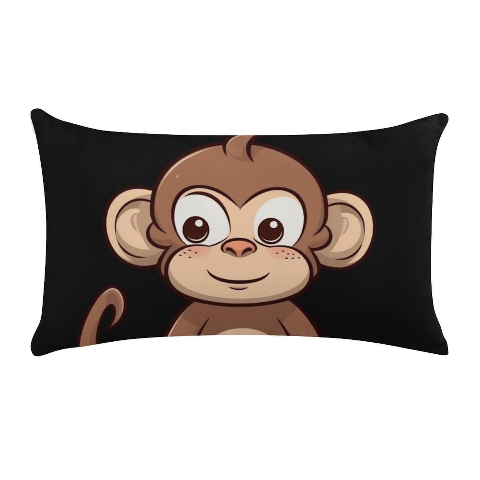 Cartoon Brown Monkey Pillow Cases for Sofa, Super Soft Plush Pillow Cover with Zipper, Luxury Cozy Pillow Shams for All Seasons, Lightweight Pillowcases for Bedroom, 12" X 20"