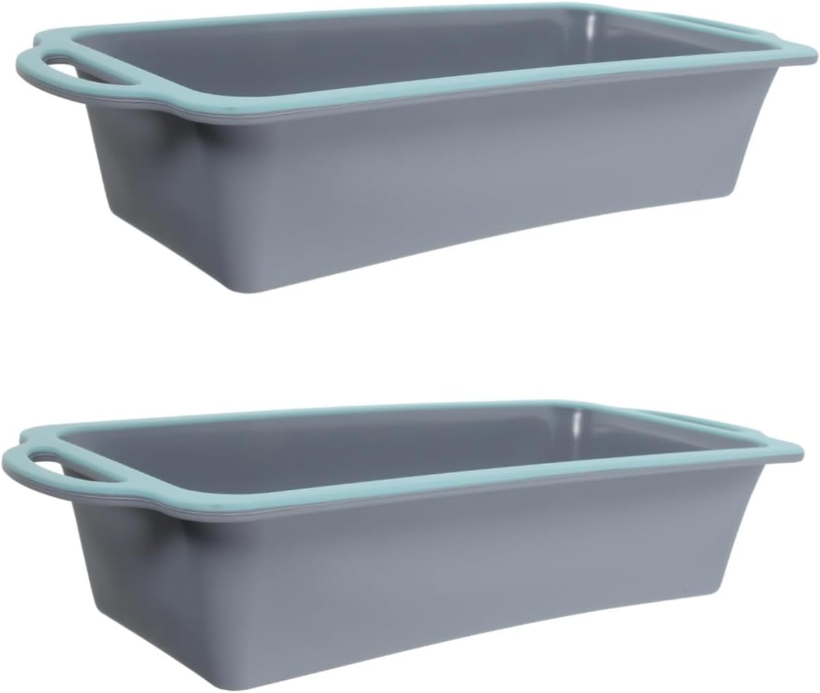 Hemoton 2pcs Silicone Loaf Baking Mold Flexible Non-stick Bread Pan for Homemade Bread Cake and Scones for Home Bakery and Parties Easy Release and Quick Cleanup
