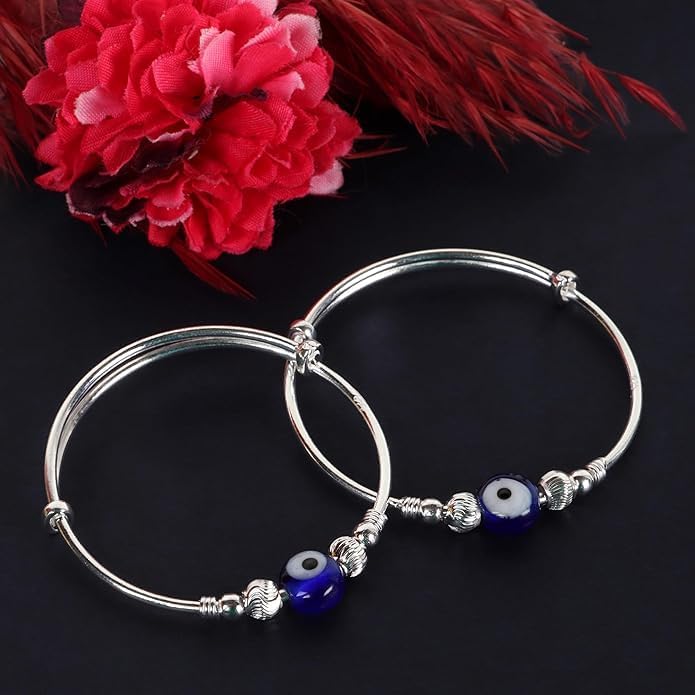 Nazariya Najariya Black and Silver Set of 1 BBY Evileye Protection 1 Pair (White Black) Evil Eye Design