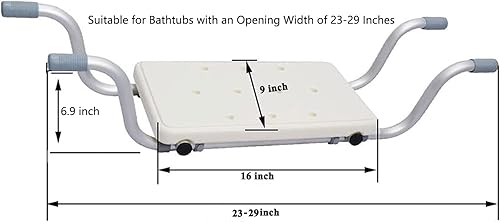 Miniatura 3 de Banco de baño, taburete de ducha resistente de aluminio de longitud ajustable, asiento de baño adecuado para bañeras con un ancho de apertura de 23