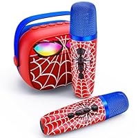 Mini Karaoke Machine for Kids,5 Voice Effects - Portable Bluetooth Speaker with 2 Wireless Mics LED Lights for Boys Girls Ages 3-12| Kids Karaoke Machine Birthday Gift Toy for Singing,Party & Play