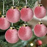 12 Pack Vakantie Fluwelen Ballen Ornamenten voor Kerstboom en Evenement Gebruik, Met En Lichtgewicht Onbreekbare Bouw (Rood)