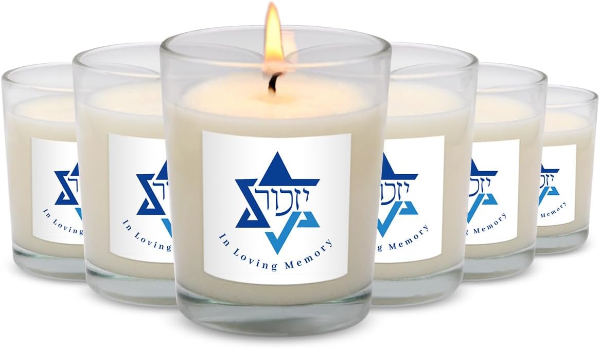 6 Pack Yahrzeit Candles – Memorial Bereavement Gifts for Loss of Loved One, Jewish Sympathy, Natural Soy Wax Hand Poured
