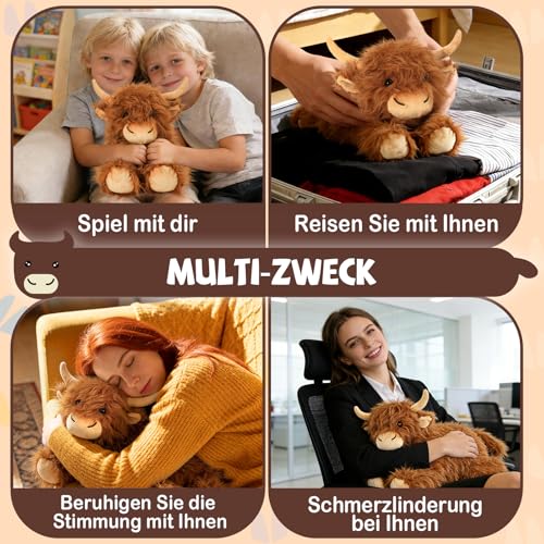 Peluche vache écossaise LSMN marron douce pour enfant - 6