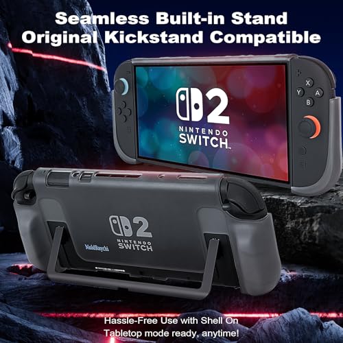 MoldRaychi Protective Case for Nintendo Switch 2, Slim Dockable TPU Cover, Kickstand Compatible, Shockproof Protection - Lightweight Design, No Front Screen Layer (Clear Black) by MoldRaychi - Used condition - Image 3