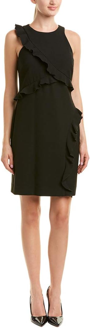 Nicole Miller New York Womens Stretch Tech Ruffle Dress