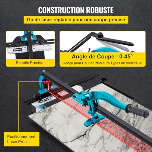 Image of VEVOR 48 Inch Tile Cutter, Single Rail Double Brackets Manual Cutter Tool