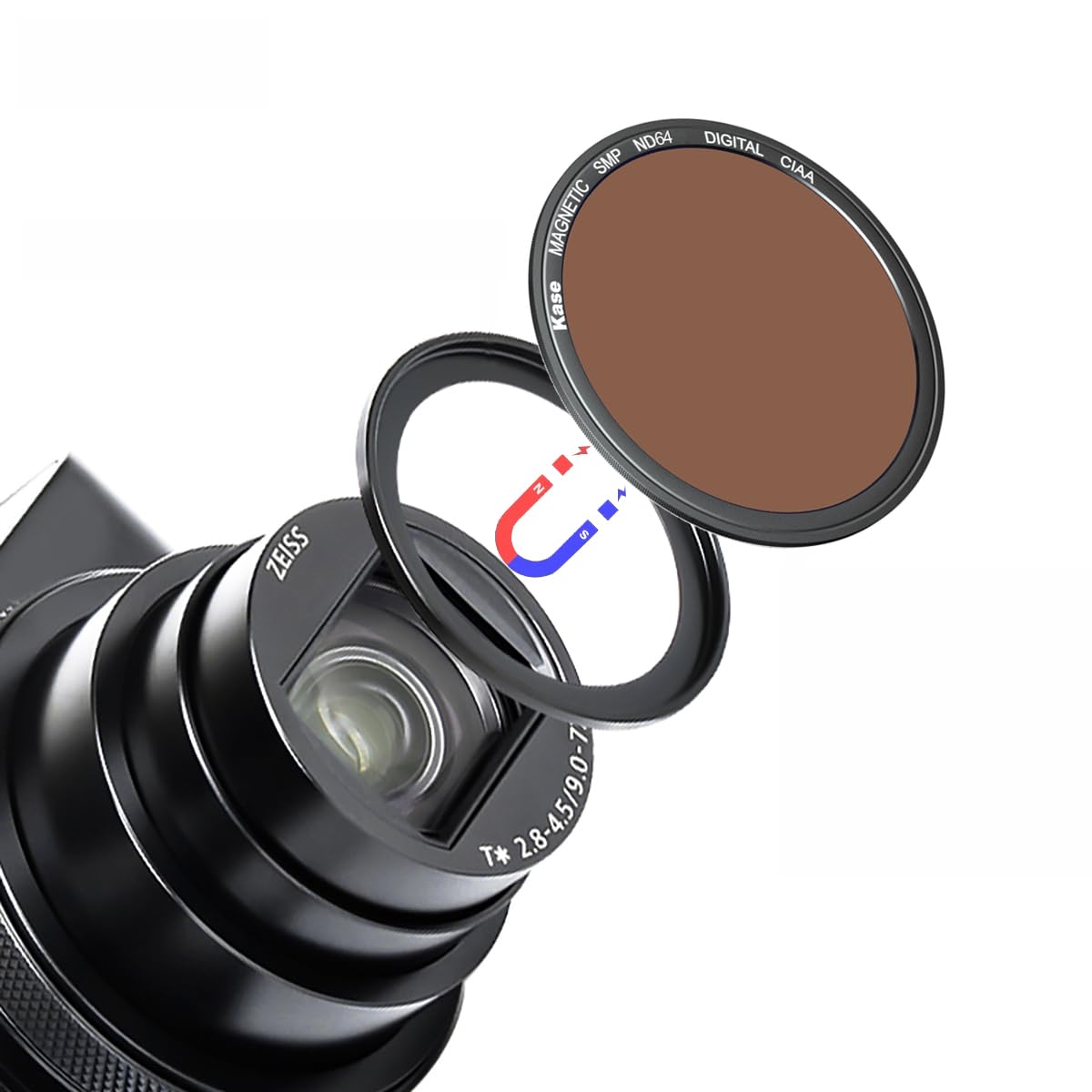 Kase Wolverine Magnetic ND64 Neutral Density ND Lens Filter with Adapter Ring for Sony ZV-1 ZV1 / RX100 VII VI V III II/Canon G7 X Mark II/Coolpix S7000, Compact Camera Accessories