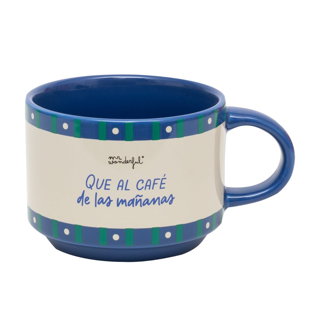 Mr. Wonderful - Set de 2 tazas apilables - Te tengo más ganas que al café de las mañanas - Taza personalizada con mensaje de amor - 370 ml