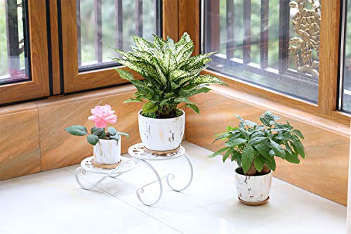 Ceramic Plant Pots (8 & 7 Inch, Set Of 2), Modern Flower Planter, Gold Marble Gardening Pots With Drainage Hole And Saucer For Outdoor Indoor Yard Garden Home Office Decoration. #TOP4