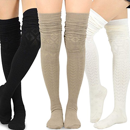 Image of Fashionable Cotton Slouchy Boot Socks for Women and Girls: Long Thigh Highs, Over-the-Knee Highs, and Knee Highs