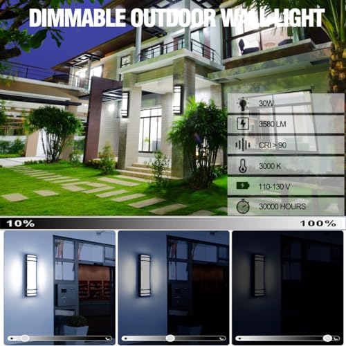 Sytmhoe Outdoor Wall Lights LED 10%-100% Dimmable Modern Porch & Patio Wall Light Fixture (1, 6000k Warm White, 16in) by Sytmhoe - Used condition - Image 3