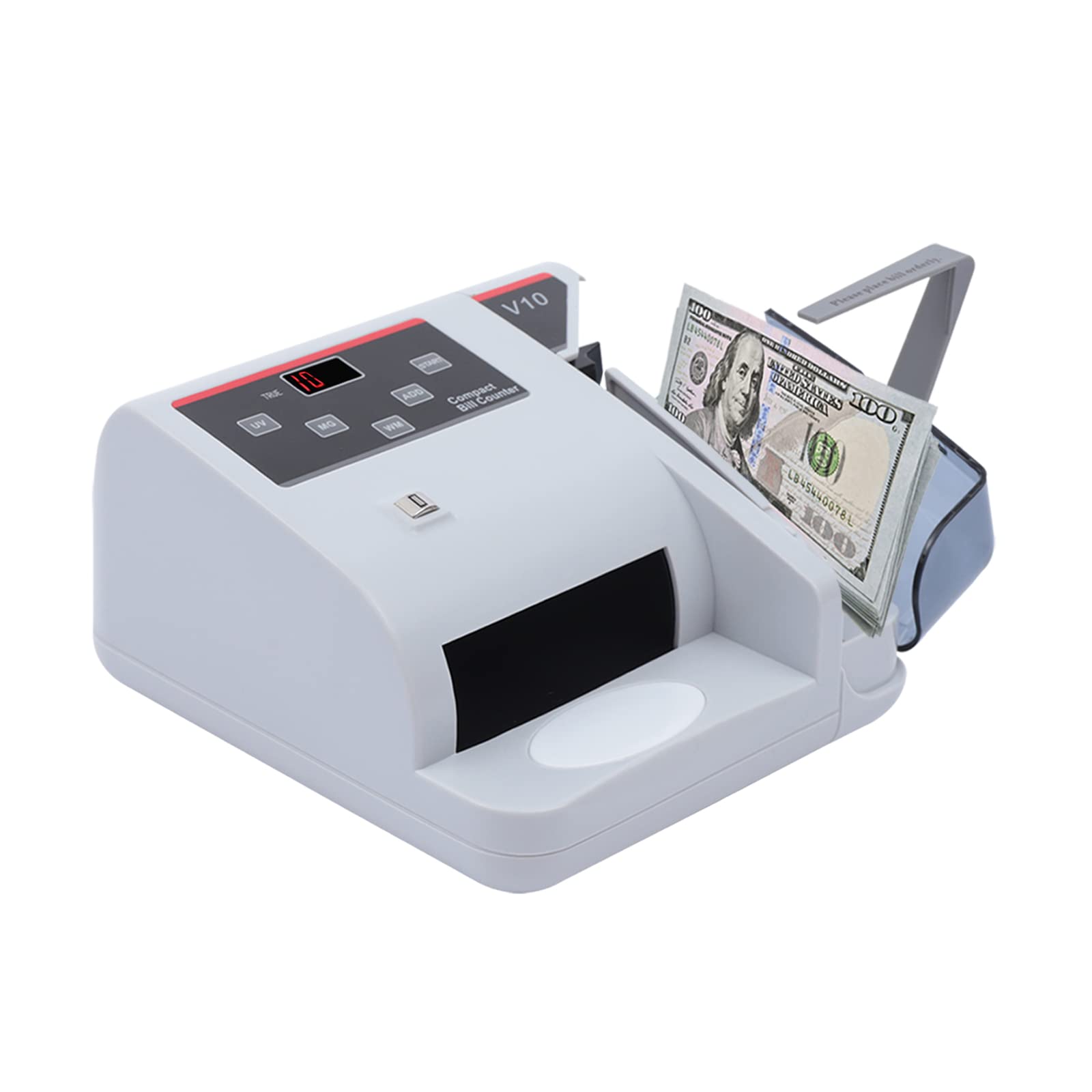 Contatore banconote compatto con display a LED, protezione contro la contraffazione UV/MG/WM e funzionamento silenzioso sotto 60 dB, contatore di denaro professionale per ufficio e vendita al