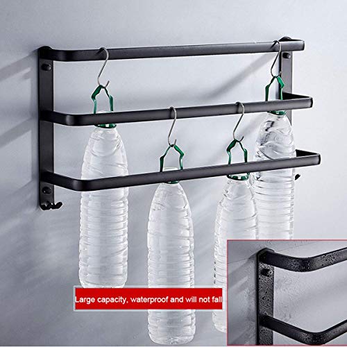 Porte-serviettes de salle de bain noir à suspendre 3 barres alu - 2