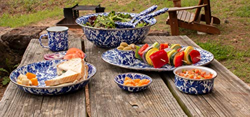 Golden Rabbit Enamelware - Cobalt Swirl Pattern - Set Of 4-10" Pasta Plates #TOP3