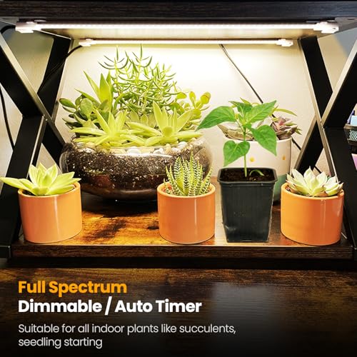 Image of Full Spectrum Grow Strip Lights for Indoor Plants Greenhouse Growing | Plant Grow Light Strips with 3 /6 /12H Auto Timer, 6-Level Dimmable for Under Shelf Cabinet Plants Growing