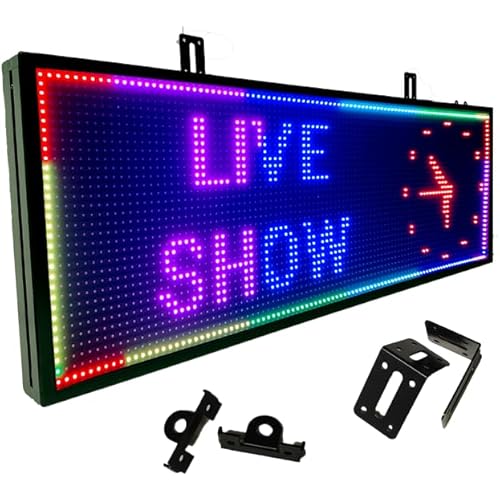P10 Programmable Scrolling LED SIGN 40"×14" LED Display, 4000cd/m³ High Brightness led Display with WIFI+USB, Indoor Outdoor Digital Sign Screen, SMD Technology Open Sign for Advertising Advertising