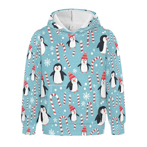 Kids Hoodies Sweaters Christmas Xmas Penguin Hooded Sweatshirts with Big Pockets for Boys Girls B0400433