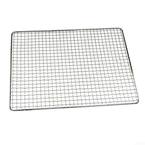 Rejilla de parrilla para barbacoa, parrilla de hierro galvanizado para carne de pescado y verduras, red cuadrada de barbacoa reutilizable para uso de cocina (40 x 30 cm)