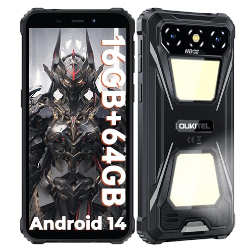 OUKITEL G5 Outdoor Handy mit Doppel-Campinglicht, Android 14 Outdoor Smartphone Ohne Vertrag 6300mAh, 6.0” HD,16GB + 64GB/1TB,13MP+5MP Kamera, IP68 Wasserdicht, Dual SIM/GPS/OTG/Face ID/BT5.0, Schwarz OUKITEL G5 Outdoor Handy mit Doppel-Campinglicht, Android 14 Outdoor Smartphone Ohne Vertrag 6300mAh, 6.0” HD,16GB + 64GB/1TB,13MP+5MP Kamera, IP68 Wasserdicht, Dual SIM/GPS/OTG/Face ID/BT5.0, Schwarz