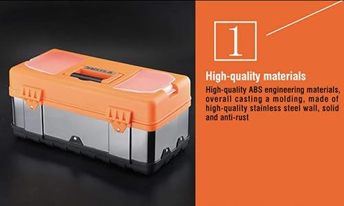 Miniatura 2 de Edward Tool - Caja de herramientas de acero inoxidable de 16 pulgadas - Pequeña caja organizadora de metal con bandeja de almacenamiento extraíble -