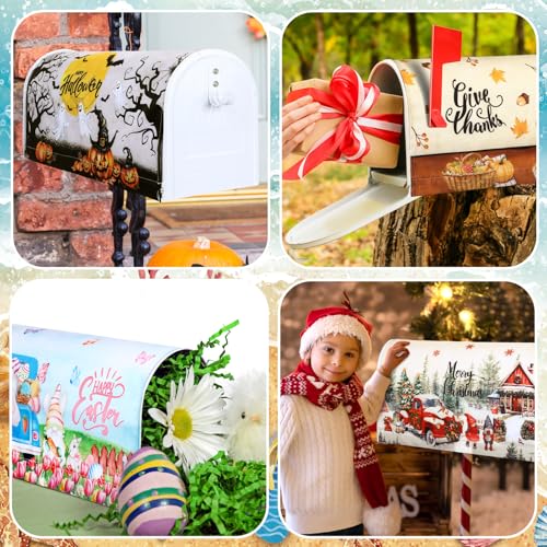 Image of Dispowreath 12 Pcs Seasonal Mailbox Covers Magnetic Standard Size 18 x 21 Inch Spring Summer Patriotic Magnetic Mailbox Covers for Garden Yard Outdoor Decor