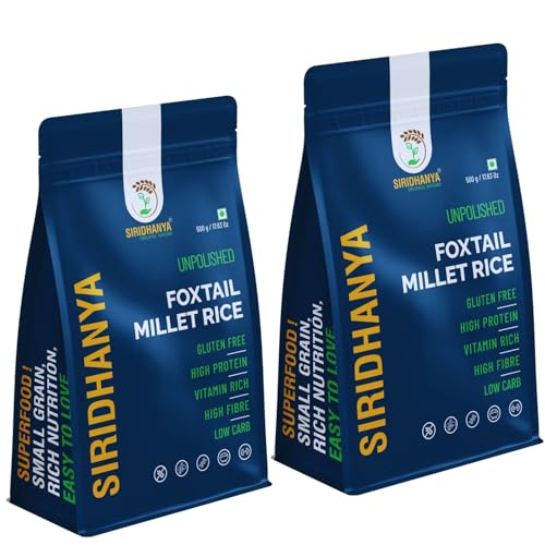 Image of Siridhanya unpolished whole grains foxtail Millet | Gluten-Free, High plant based Protein & Fibre-Rich Superfood - Low GI, Vitamin-Packed Healthy Rice Alternative | Natural Grain for healthy life (500 g x 2 Pack)