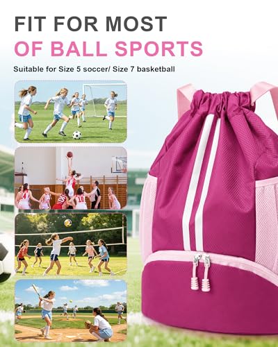 Image of JELUTAR Soccer Bag, Drawstring Soccer Backpack with Shoe Compartment
