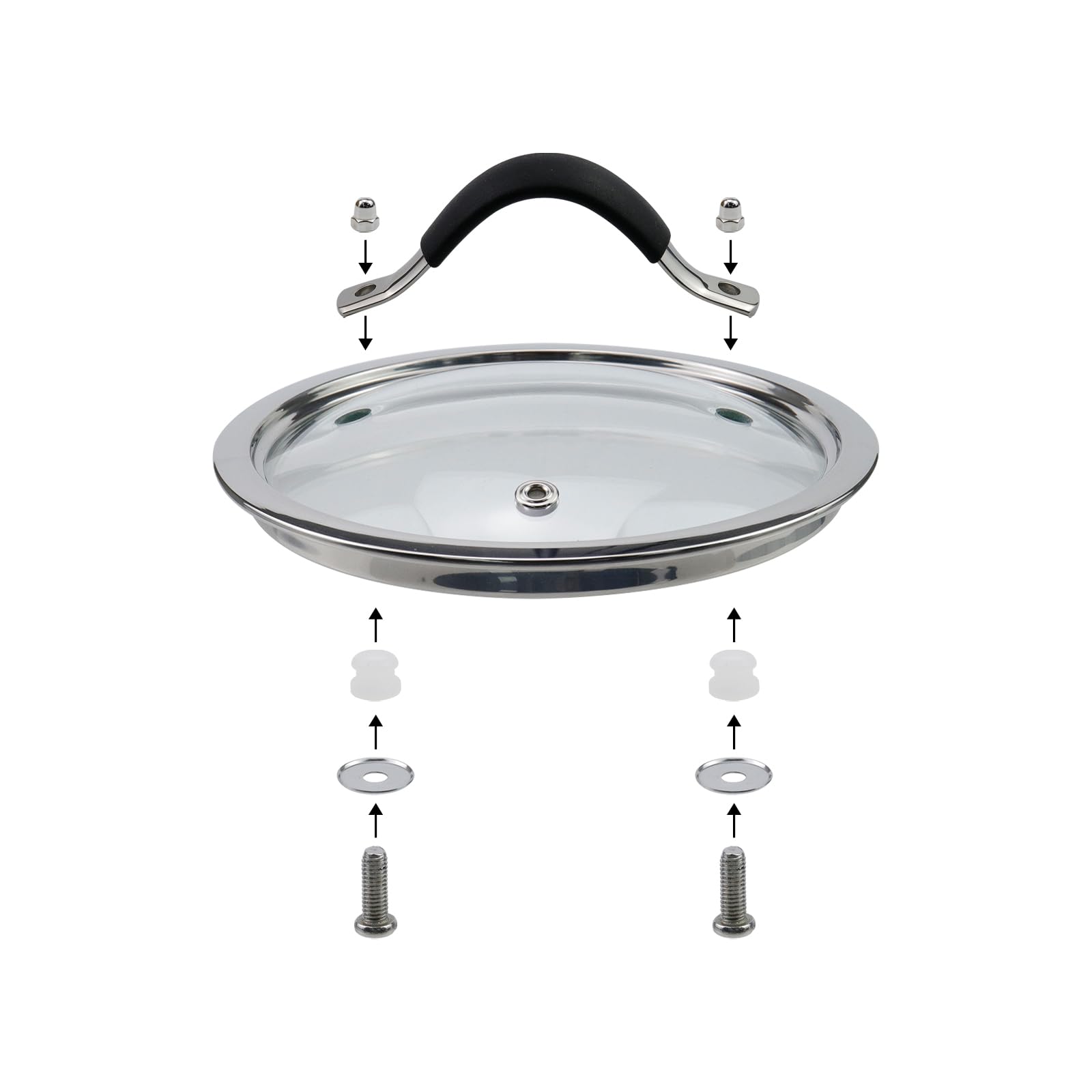 Coperchio In Vetro Temperato 16,5 Cm Con Manico - Trasparente, Foro Vapore, Adatto A Pentole E Padelle, Termico Fino A 220°C - 4