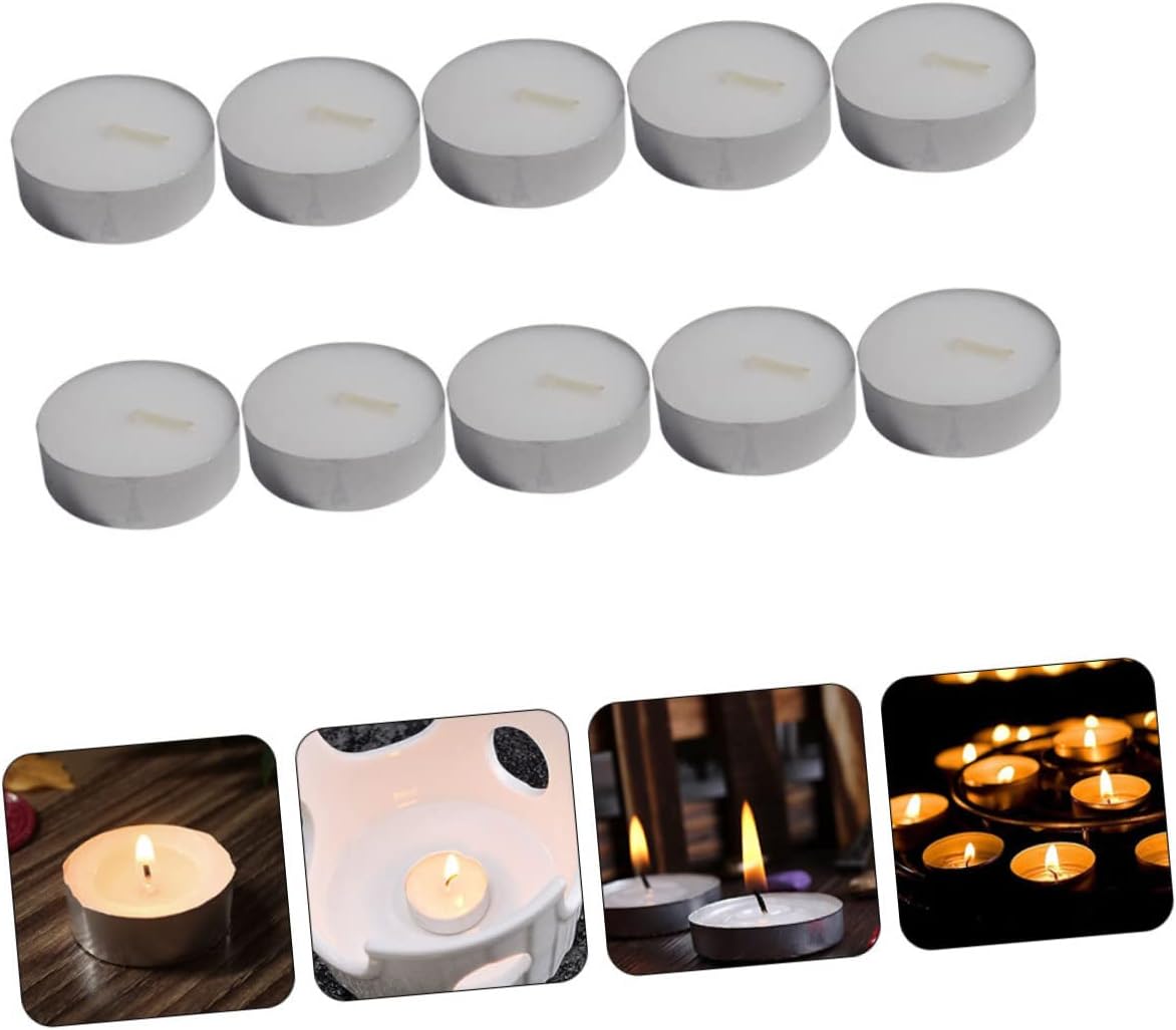 White Smokeless Tea Candles 10 Pack Paraffine Round Candles
