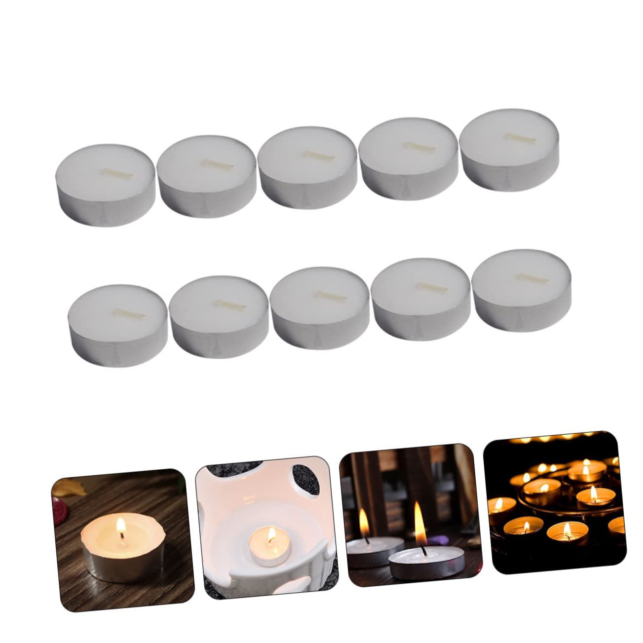 ULDIGI 10pcs Smokeless Round Candles Convenient Tea Lights for Weddings Home Decor Events Create Romantic Atmosphere Hour Burn Portable Lightweight Candle Supply