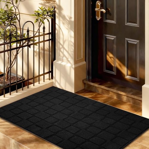 Dcerzxzci Front Door Mat Outside Entrance, Outdoor Indoor Door Mats for Entryway, Entrance, Entry, Patio, Waterproof Non Slip Doormat, Low-Profile, 31.5" × 39“, Black
