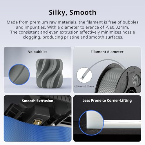 Image of ANYCUBIC PLA Plus (PLA+), 3D Printer Filament 1.75mm Bundle, High Toughness, Dimensional Accuracy + /- 0.02mm, Print with Most FDM 3D Printers, 4 Pack 1KG Reusable Spool(2.2 lbs) Texture Grey