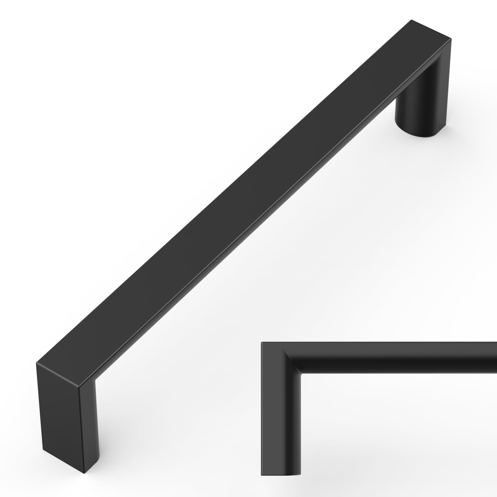Amerdeco 10 Pack Matte Black Cabinet Pulls, 5 Inch(128mm) Hole Center Kitchen Cupboard Handles, Solid Zinc Alloy - Cabinet Hardware Drawer Pulls for Cupboard Wardrobe, AM042