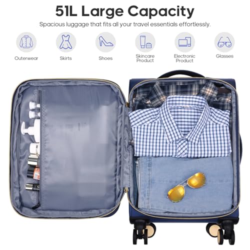 Softside Carry On Luggage 20 Inch Expandable Carry On Luggage 22x14x9 Airline Approved with Spinner Wheels & TSA Lock, Waterproof Large Capacity Suitcase Travel Bag for Men and Women4
