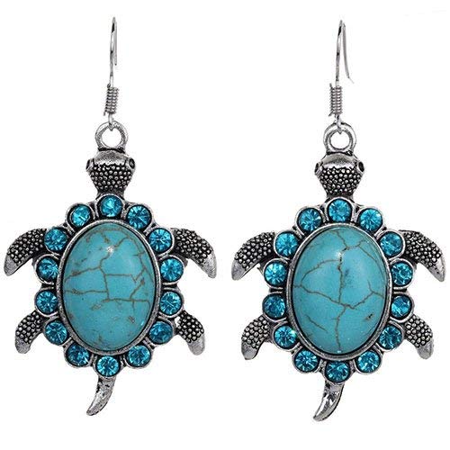 Preisvergleich Produktbild Vektenxi Retro Niedliche Strass Schildkröte Baumeln Anhänger Tibetischen Ohrbügel Ohrringe Schmuck Langlebig und Nützlich