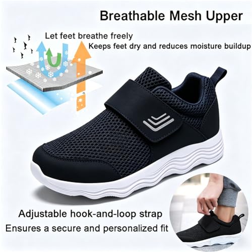 Image of LEADER SHOW Men's Casual Comfort Walking Shoes Ultralight Flats Non-Slip Hook & Loop Fashion Sneakers