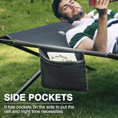 Image of EVER ADVANCED Extra Wide Camping Cot for Adults Oversized XXL Sleeping Cots Folding Cot Bed with Carry Bag, 84.3 inch L x 41.9 inch W, Support to 550 lbs