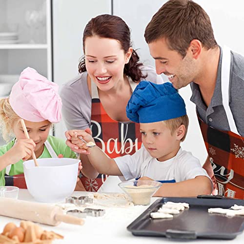 4 Pack Kitchen Cooking Aprons Adjustable Buffalo Plaid Apron 21.626.7 Inch Baking Grilling Aprons With Snowflake Pattern And Words For Women Men Christmas Gifts #TOP6