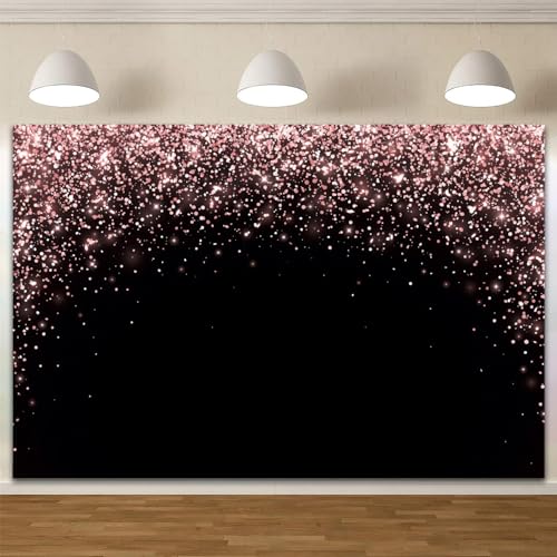 ZJRBJB Toile de fond 12x10ft rose gold et noir avec paillettes roses - décoration fêtes