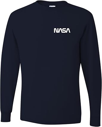 Go All Out NASA Worm Logo Left Chest Men Long Sleeve T-Shirt