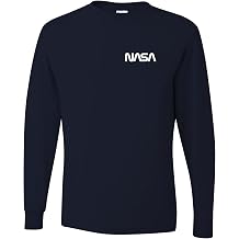 Go All Out NASA Worm Logo Left Chest Men Long Sleeve T-Shirt