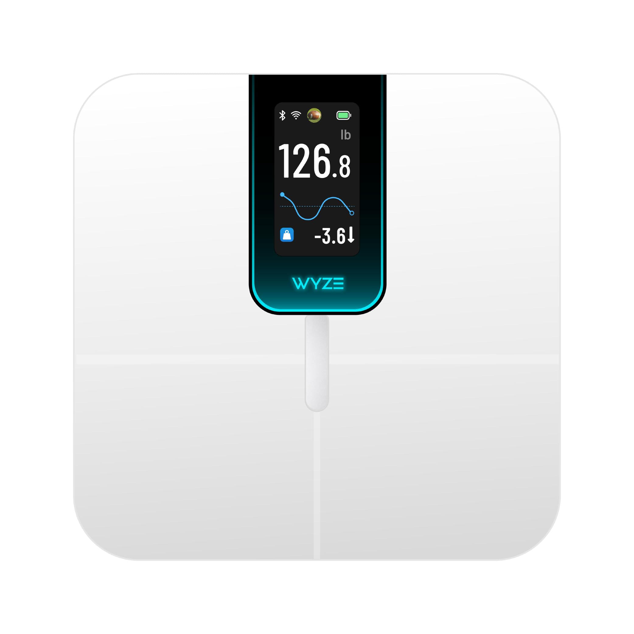 Wyze Scale Ultra, Smart Scale with 4.3" Color Display, Digital Bathroom Scale for Body Weight BMI Muscle Mass Composition, Wi-Fi & Bluetooth Body Fat Scale with Heart Rate- White