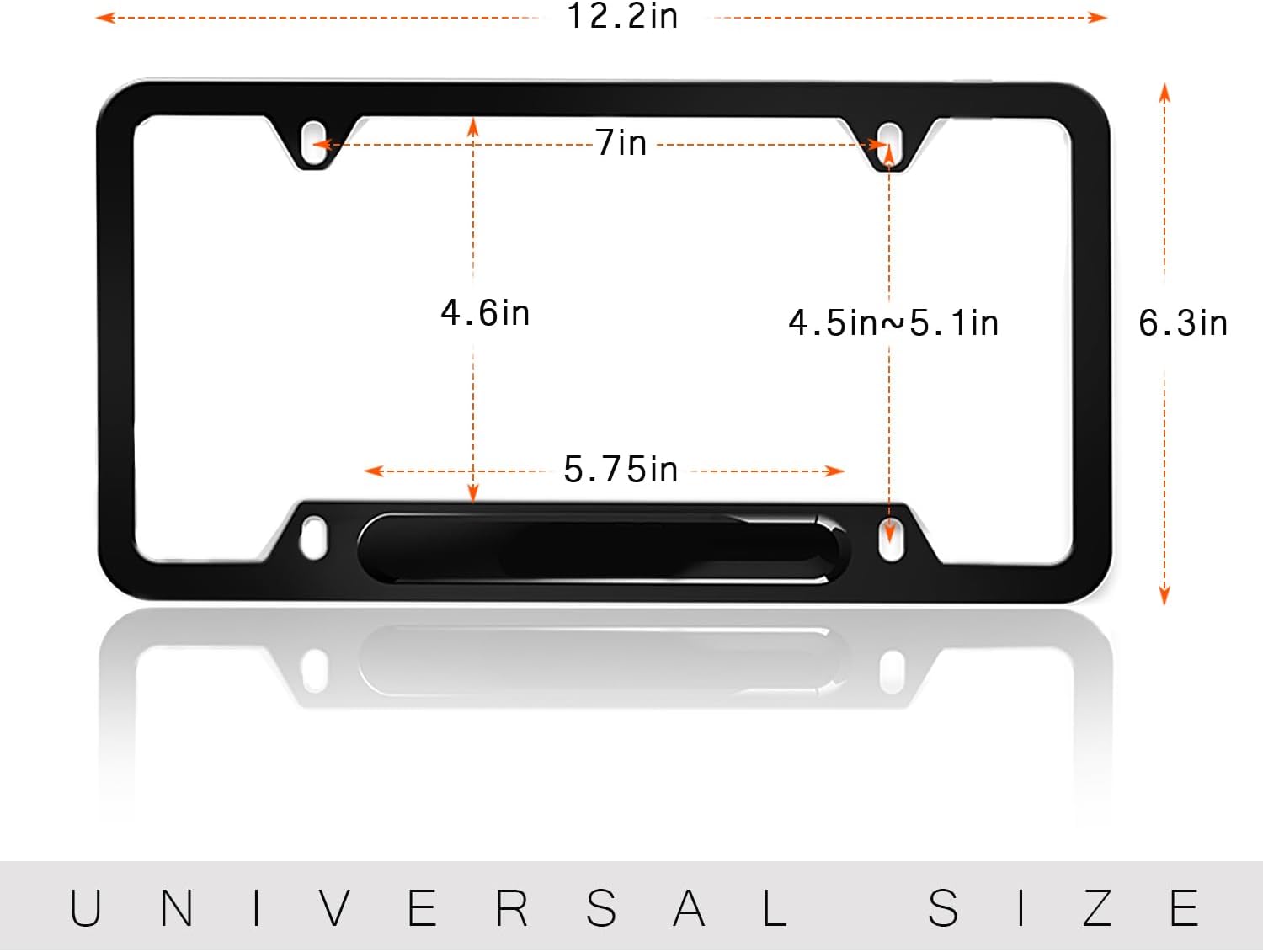 2PCS Black License Plate Frames, Premium Aluminum Alloy Weather Proof License Plate Covers with Screw Caps Cover Set image 4