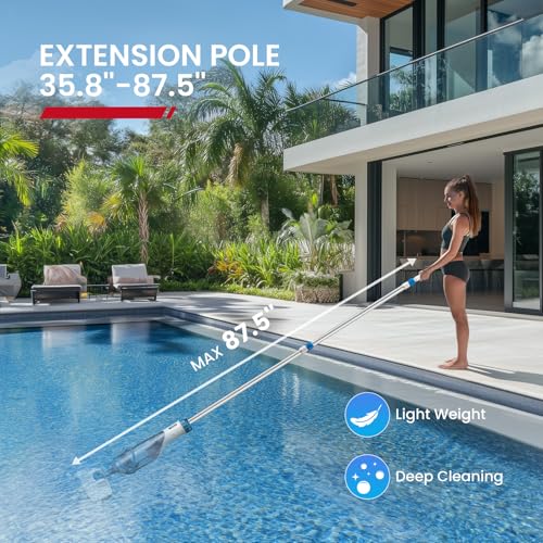 Image of Enhulk PC15 Pool Vacuum, Upgraded 13.4 inch Wide Head & Telescopic Pole