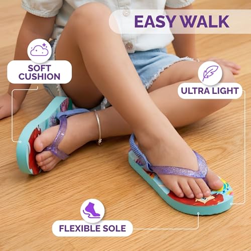 Image of Disney Girls Boys Character Flip Flops Sandals Kids Water Shoes - Minnie Mickey Moana Toy Story Frozen Cars Encanto Princess Thong Beach Slides Slip On Quick Dry (Toddler-Little Kid)