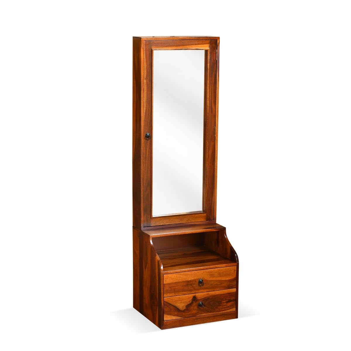 Solid Sheesham Wood Dressing Table with 2 Drawer and 1 Door Storage for Living Room | Wooden Vanities for Home Solid Wood Bedroom Furniture (Natural Finish)-image-23