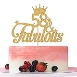 58 & Fabulous Cake Topper – Cheers to 58 Years,58th Birthday Cake Decorating - Happy 58th...