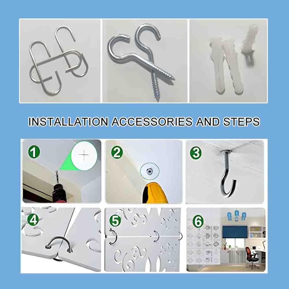 Divisorio sospeso per stanze, pannelli decorativi in ​​legno e plastica, divisorio per sala di ricevimento, parete divisoria per la privacy per casa, camera da letto, ufficio, negozio, arredamento(8PC